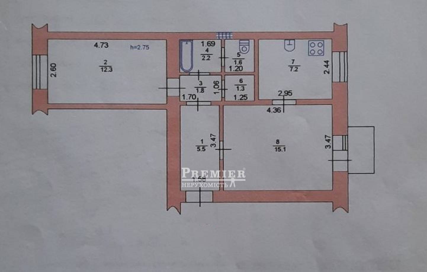 Продается 2-комнатная квартира, Хантадзе ул., Черноморск изображение 8